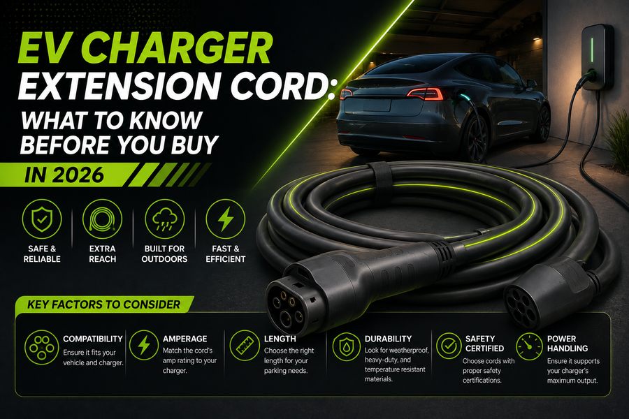 EV charger extension cord for electric vehicle home charging