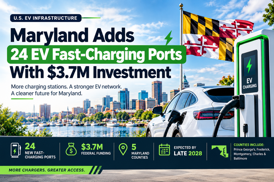 Maryland Adds 24 EV Fast-Charging Ports With $3.7M Investment