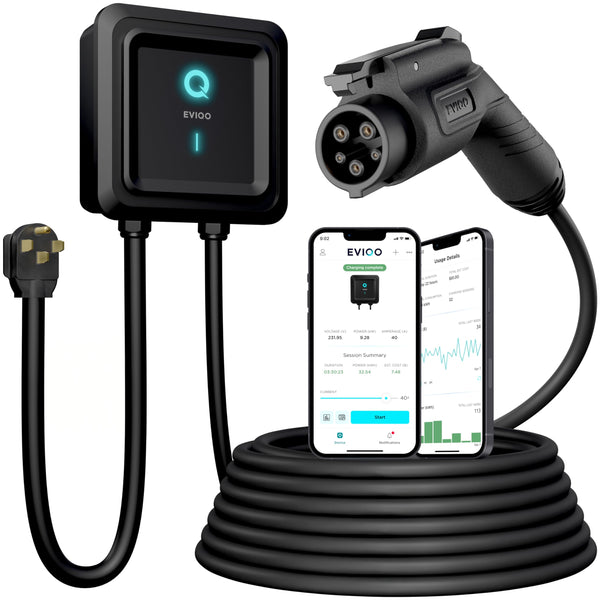 EVIQO Level 2 EV Charger, 48A (11.5kW), 240V, NEMA 14-50 Plug-in, J1772 for Non-Tesla EVs EVIQO
