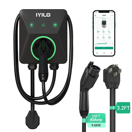 IYILO Level 2 EV Charger NEMA 14-50 J1772 Wall-mounted Plug In - 40A IYILO