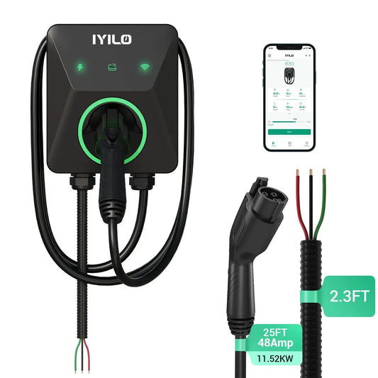IYILO Level 2 EV Charger J1772 Wall-mounted Hardwired - 48A IYILO