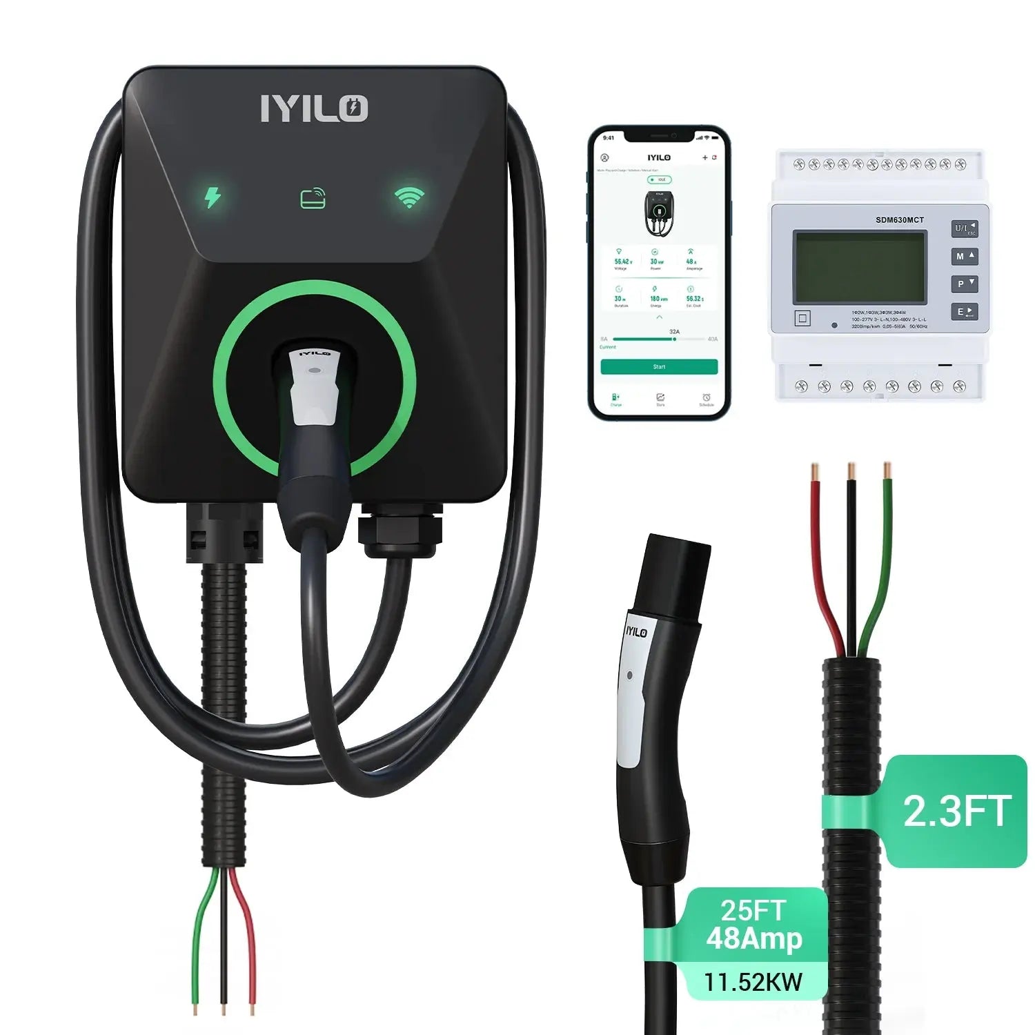 IYILO Pro EV Charger level 2 NACS(J3400)Hardwired with energy meter - 48A IYILO