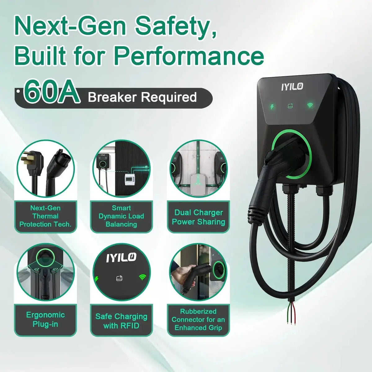 IYILO Pro Level 2 EV Charger J1772 Hardwired with energy meter - 48A IYILO