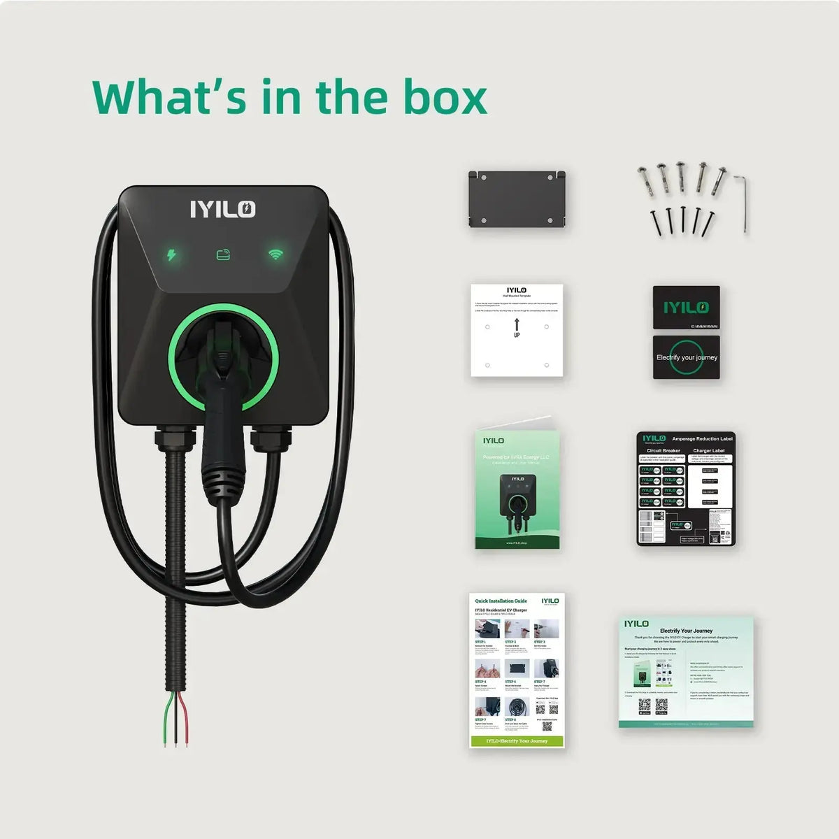IYILO Level 2 EV Charger J1772 Wall-mounted Hardwired - 48A IYILO