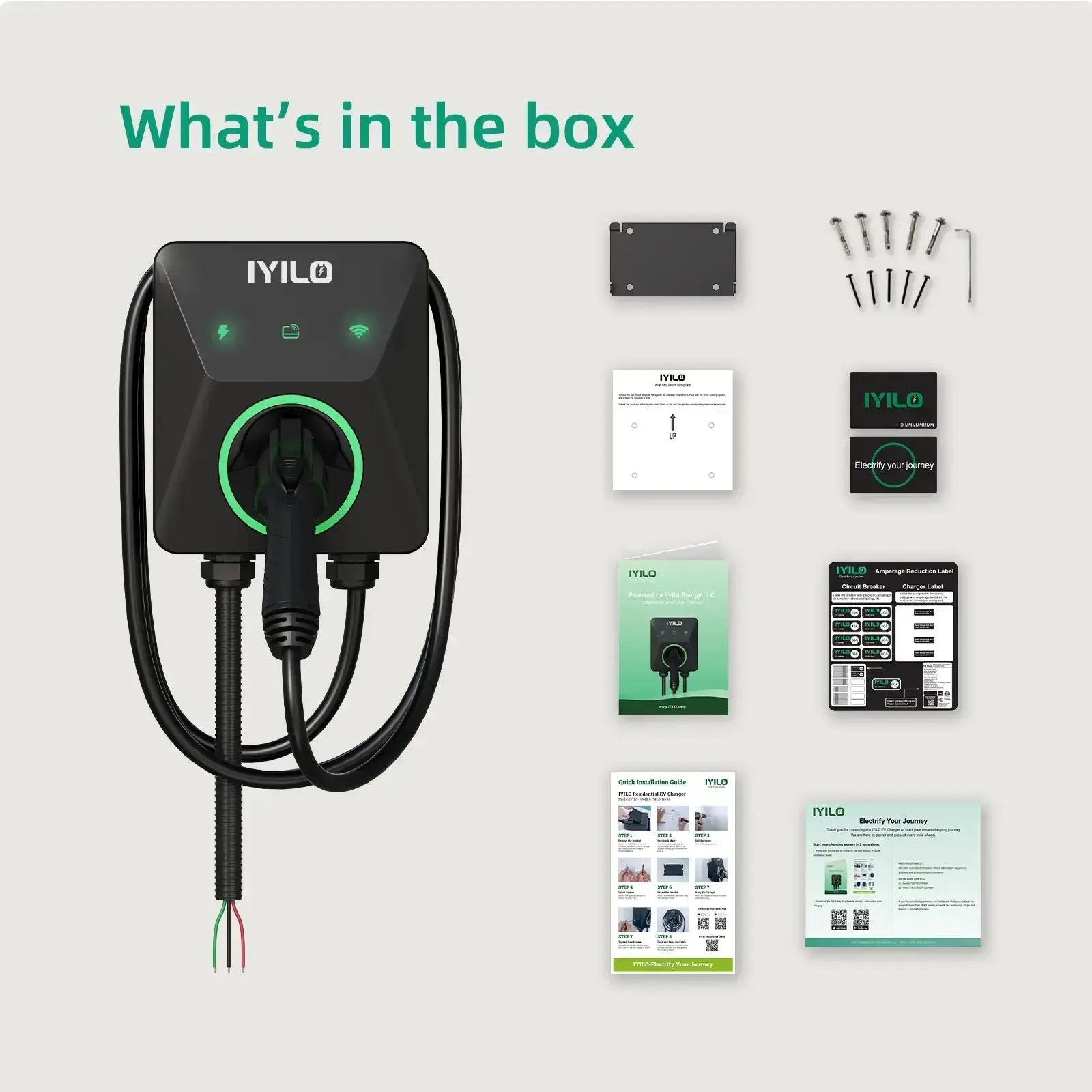 IYILO Level 2 EV Charger J1772 Wall-mounted Hardwired - 48A IYILO