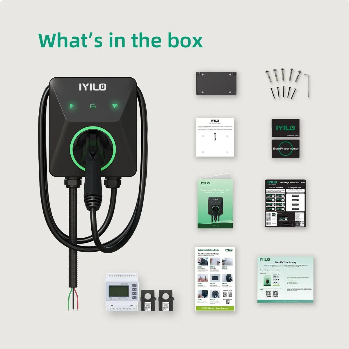 IYILO Pro Level 2 EV Charger J1772 Hardwired with energy meter - 48A IYILO