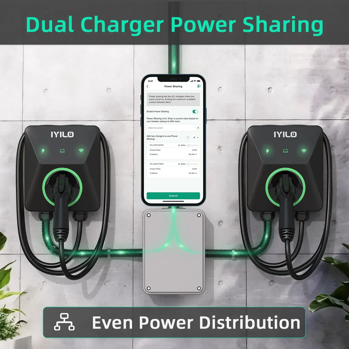 IYILO Pro Level 2 EV Charger J1772 Hardwired with energy meter - 48A IYILO