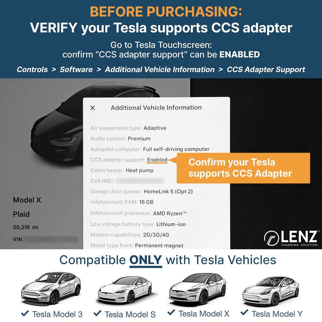 LENZ CCS1 to NACS Port (Tesla) Charging Adapter Lenz Charging Solutions