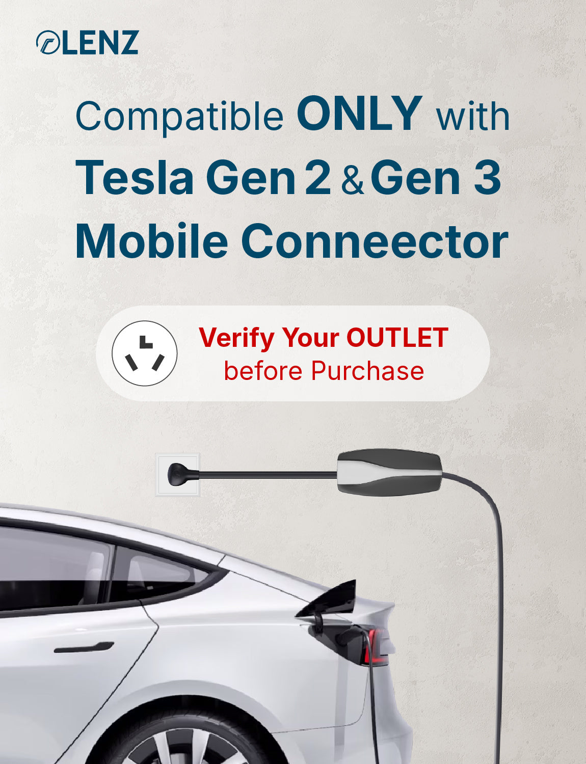 NEMA 10-30 Adapter Compatible with Tesla Gen 2 and Gen 3  Mobile Chargers Extended 16" Length Lenz Charging Solutions