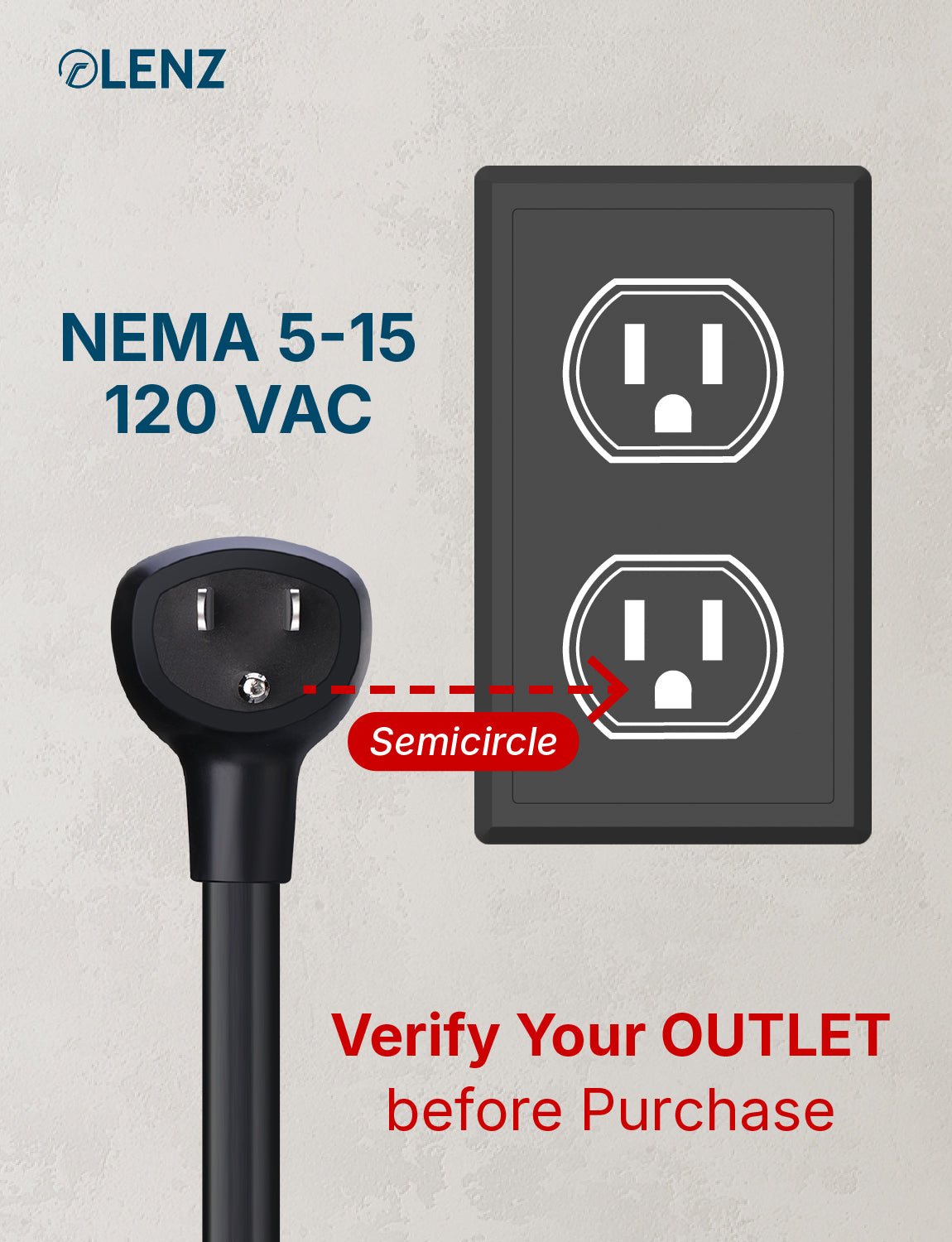 NEMA 5-15 Adapter Compatible with Tesla Gen 2 and Gen 3 Mobile Chargers Extended 14" Length Lenz Charging Solutions