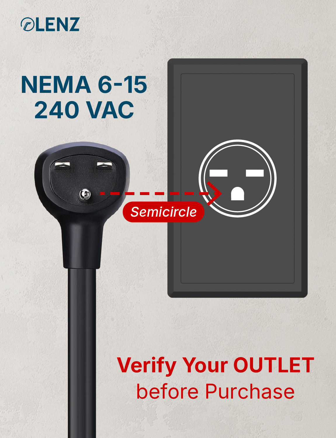 NEMA 6-15 Adapter Compatible with Tesla Gen 2 and Gen 3 Mobile Chargers Extended 14" Length Lenz Charging Solutions