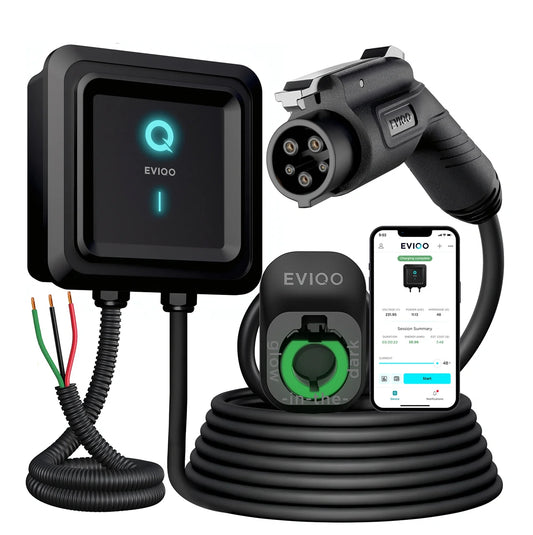 EVIQO Level 2 EV Charger, 48A (50A Max), 240V, Hardwired, J1772 for Non-Tesla EVs EVIQO