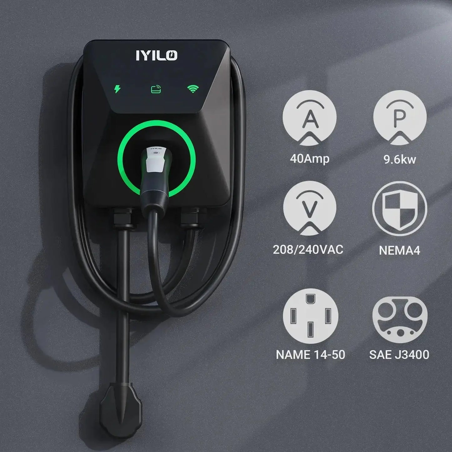 IYILO Level 2 EV Charger NACS (J3400) Plug-In – 40A IYILO