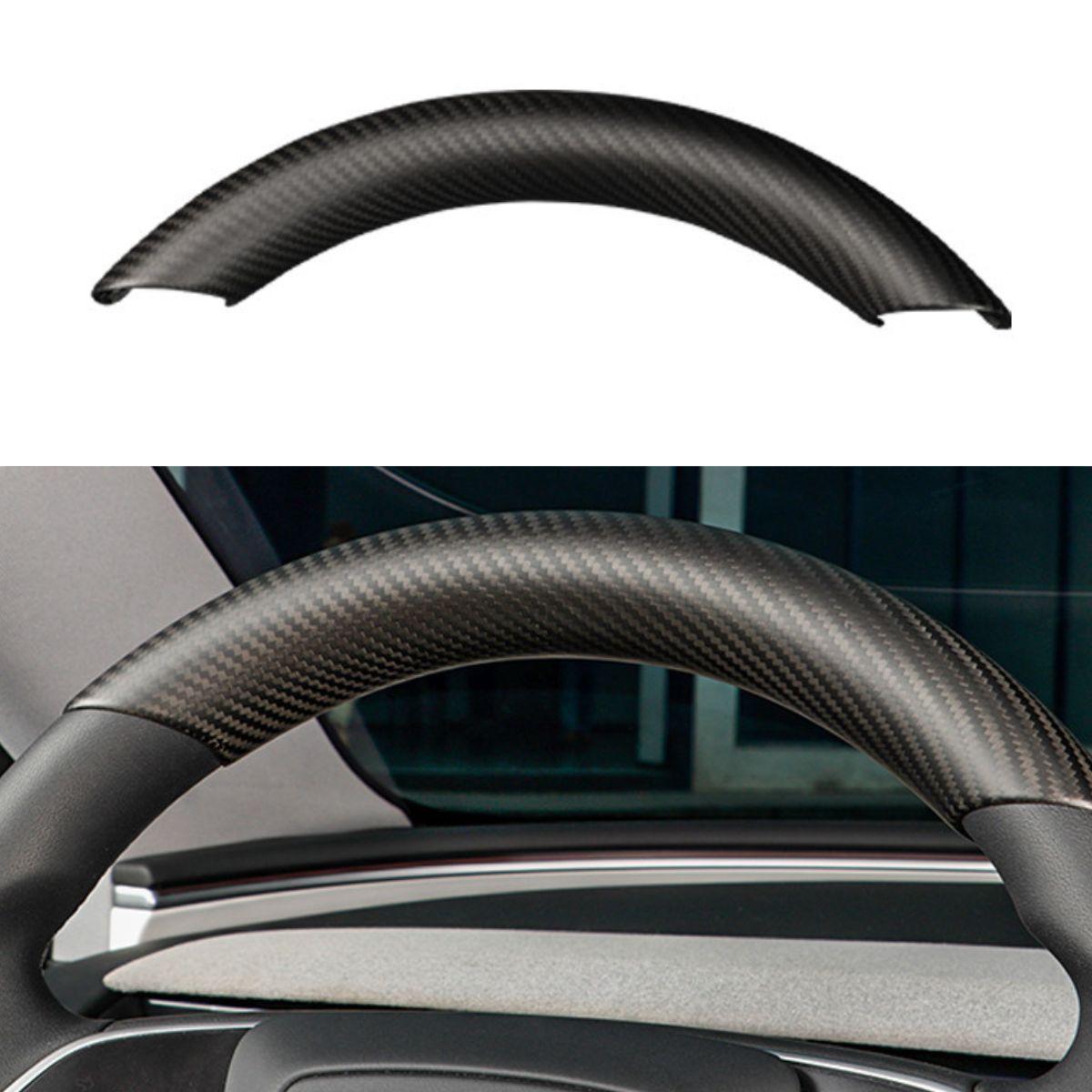 Upper / Lower Cover Steering Wheel Accessories for Tesla Model 3 / Y  -  Carbon Fiber Interior Mods Tesery Official Store