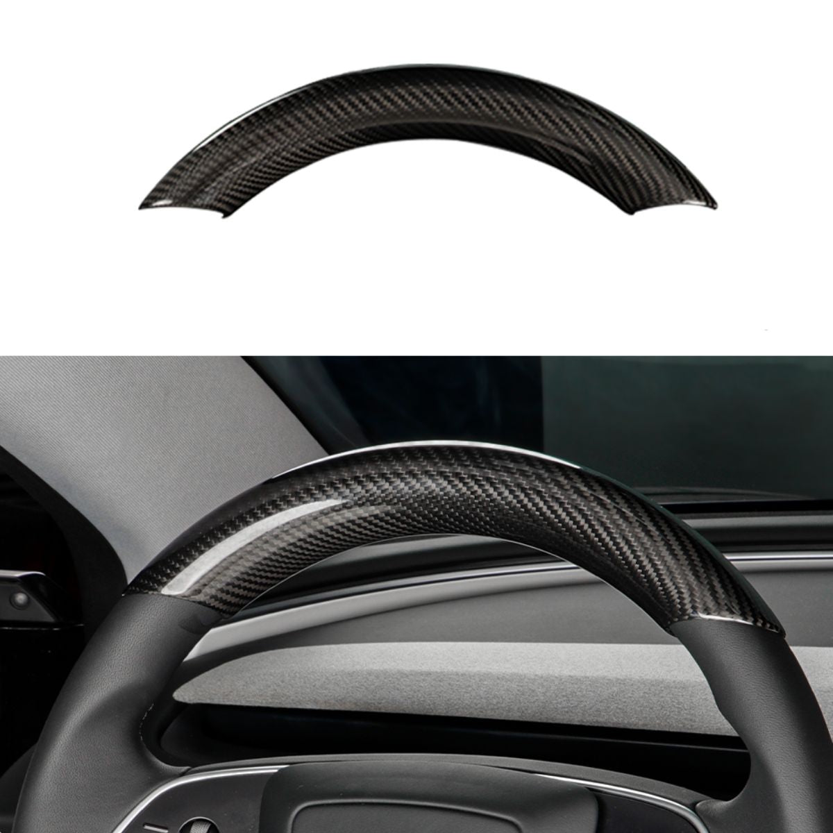 Upper / Lower Cover Steering Wheel Accessories for Tesla Model 3 / Y  -  Carbon Fiber Interior Mods Tesery Official Store