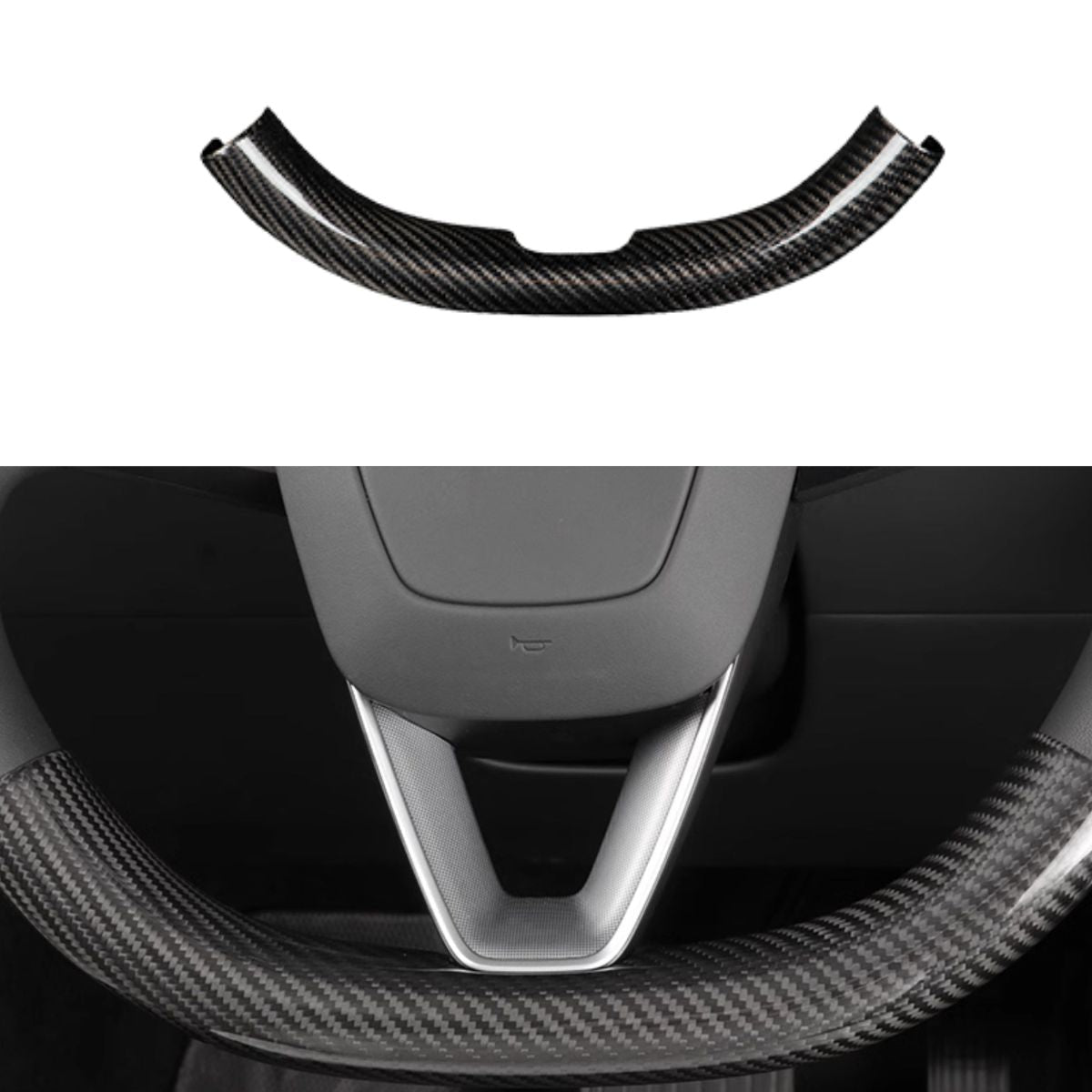 Upper / Lower Cover Steering Wheel Accessories for Tesla Model 3 / Y  -  Carbon Fiber Interior Mods Tesery Official Store