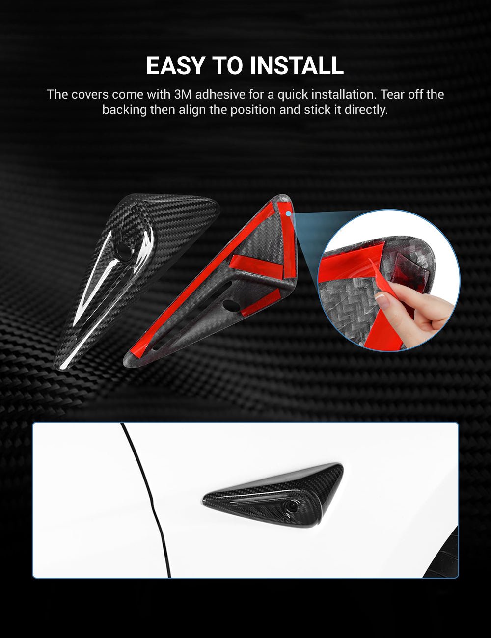 Full Side Camera Covers for Tesla Model 3 / Y - Carbon Fiber Exterior Mods Tesery Official Store