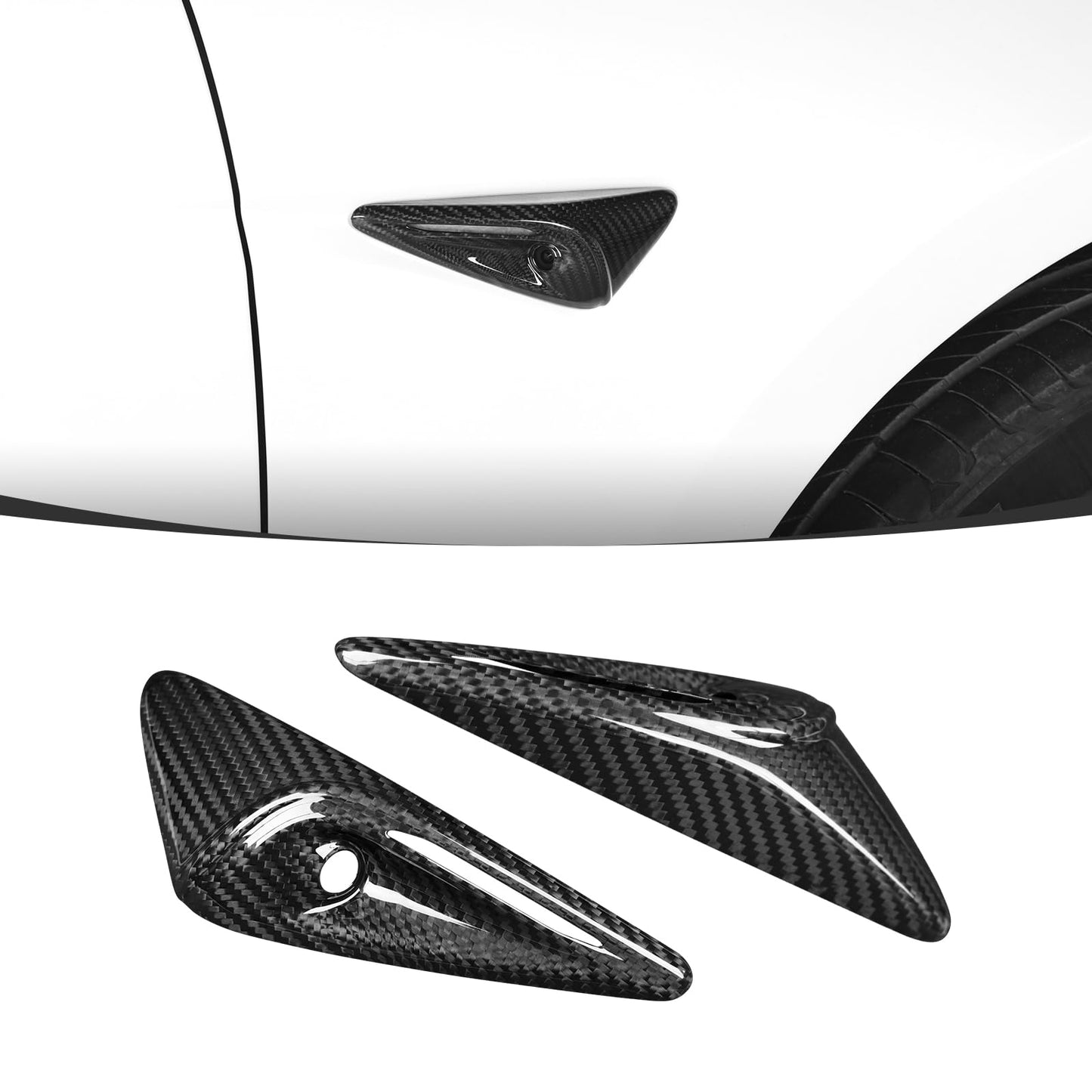 Full Side Camera Covers for Tesla Model 3 / Y - Carbon Fiber Exterior Mods Tesery Official Store