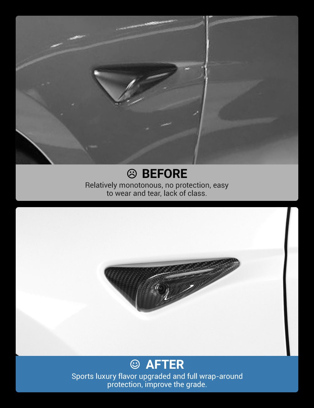 Full Side Camera Covers for Tesla Model 3 / Y - Carbon Fiber Exterior Mods Tesery Official Store