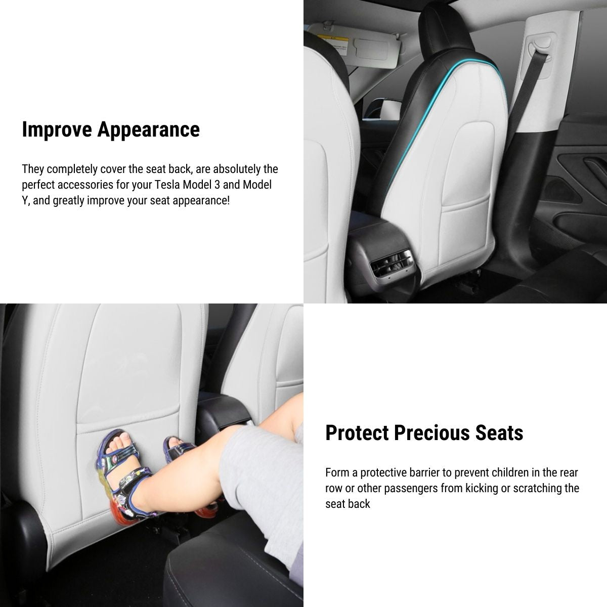Lattice Leather Seat Back Protector for Tesla Model 3 & Model Y Tesery Official Store