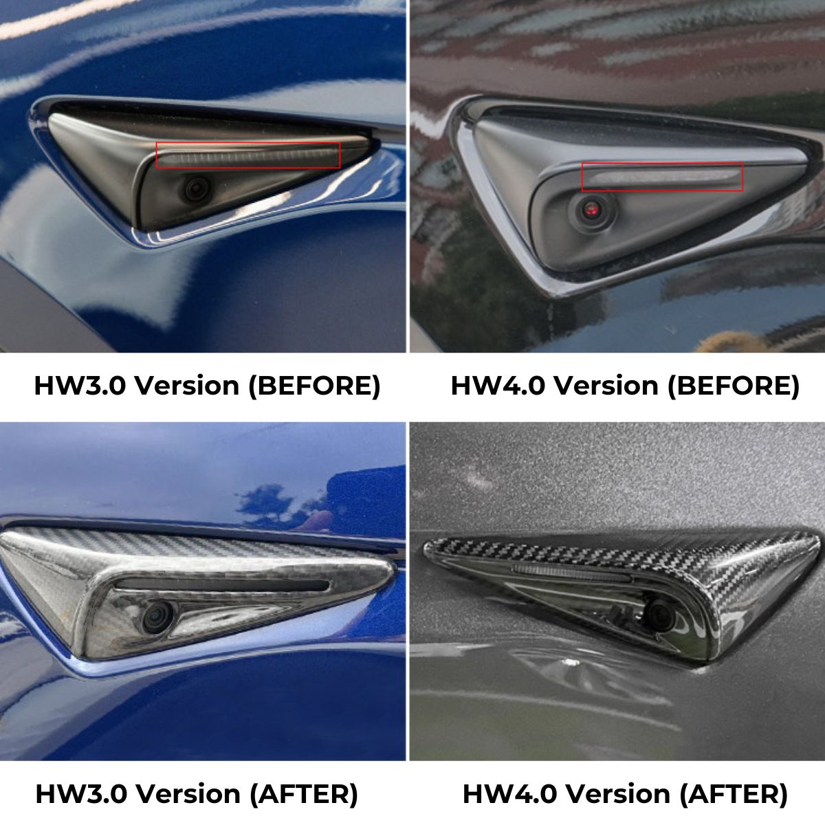 Full Side Camera Covers for Tesla Model 3 / Y - Carbon Fiber Exterior Mods Tesery Official Store