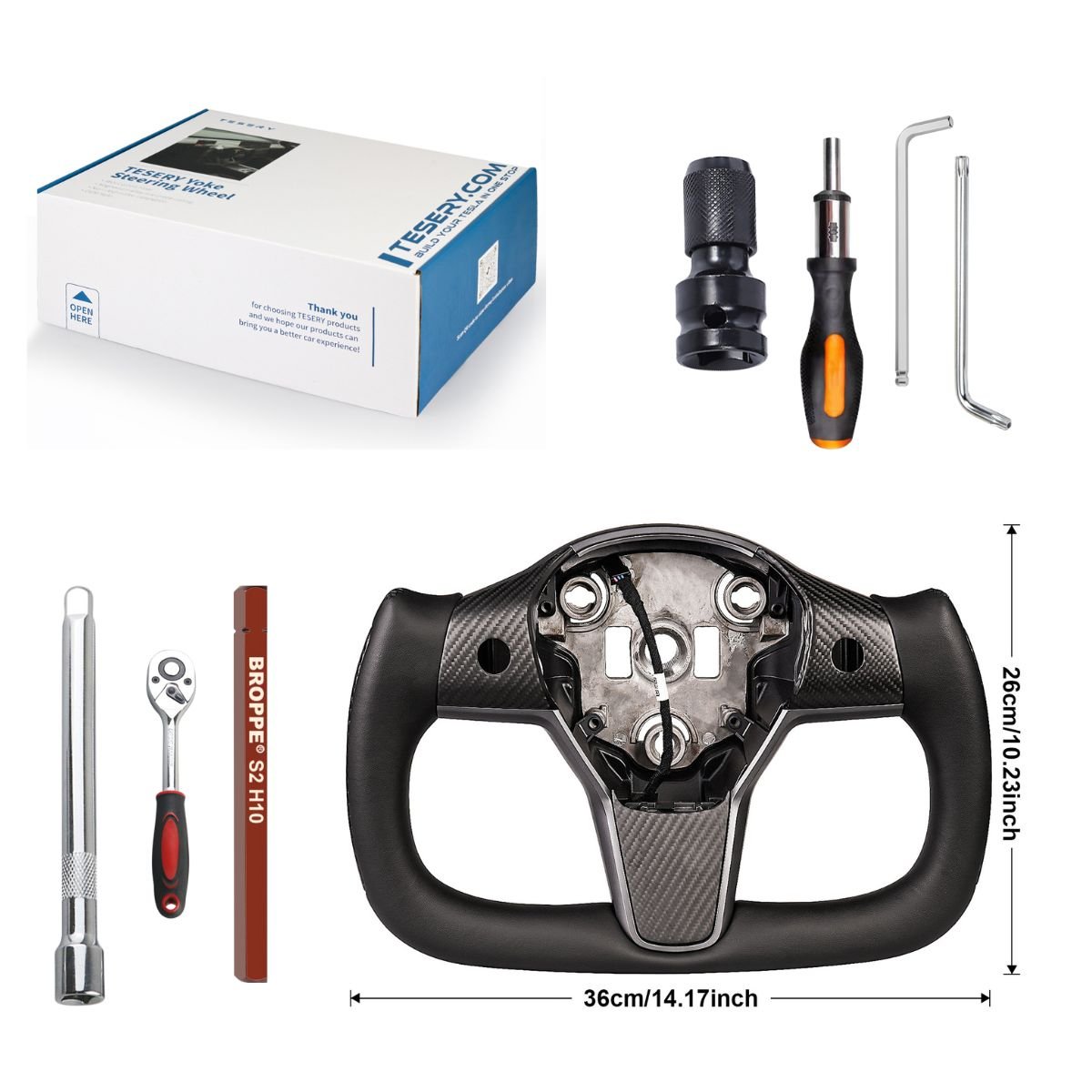 TESERY Yoke Carbon Fiber Steering Wheel for Tesla Model 3 / Y【Style 34】 Tesery Official Store