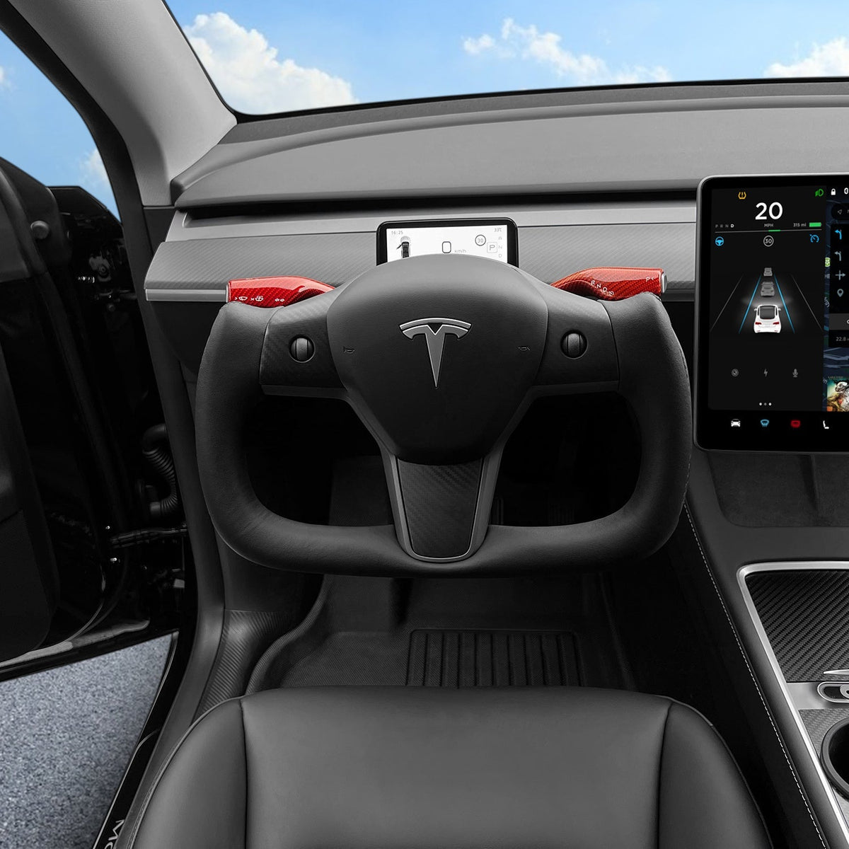 TESERY Yoke Carbon Fiber Steering Wheel for Tesla Model 3 / Y【Style 34】 Tesery Official Store