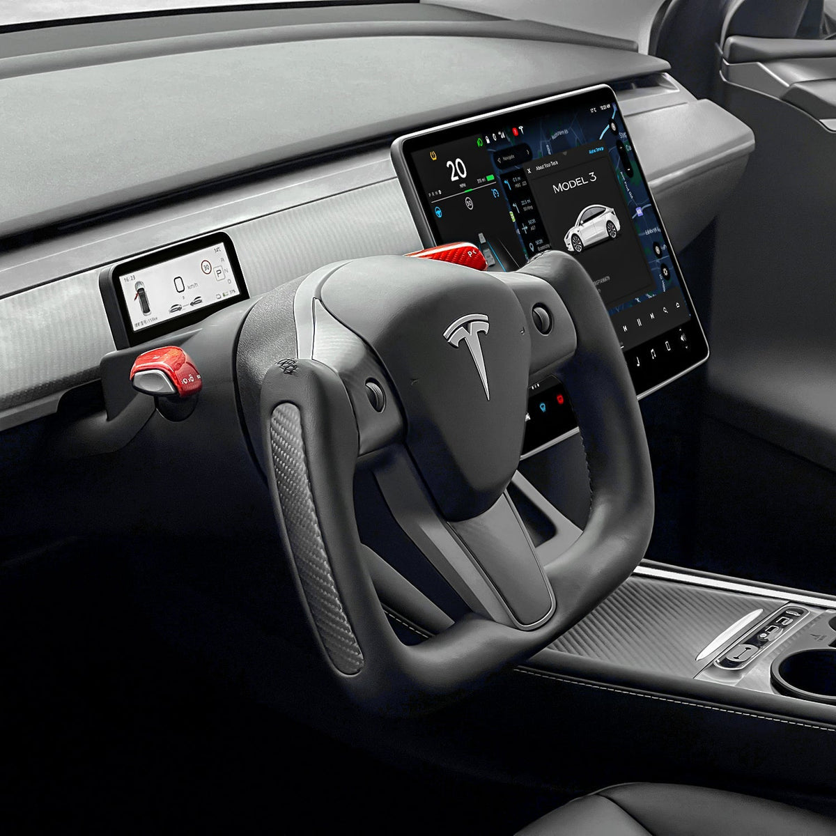 TESERY Yoke Carbon Fiber Steering Wheel for Tesla Model 3 / Y【Style 34】 Tesery Official Store