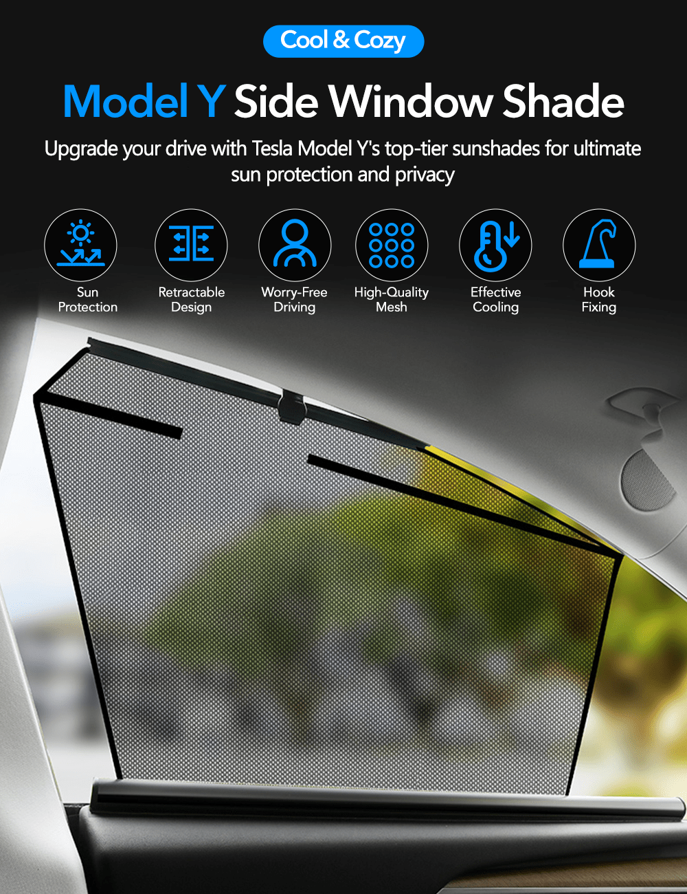 Side Window Shade for Tesla Model Y Tesery Official Store