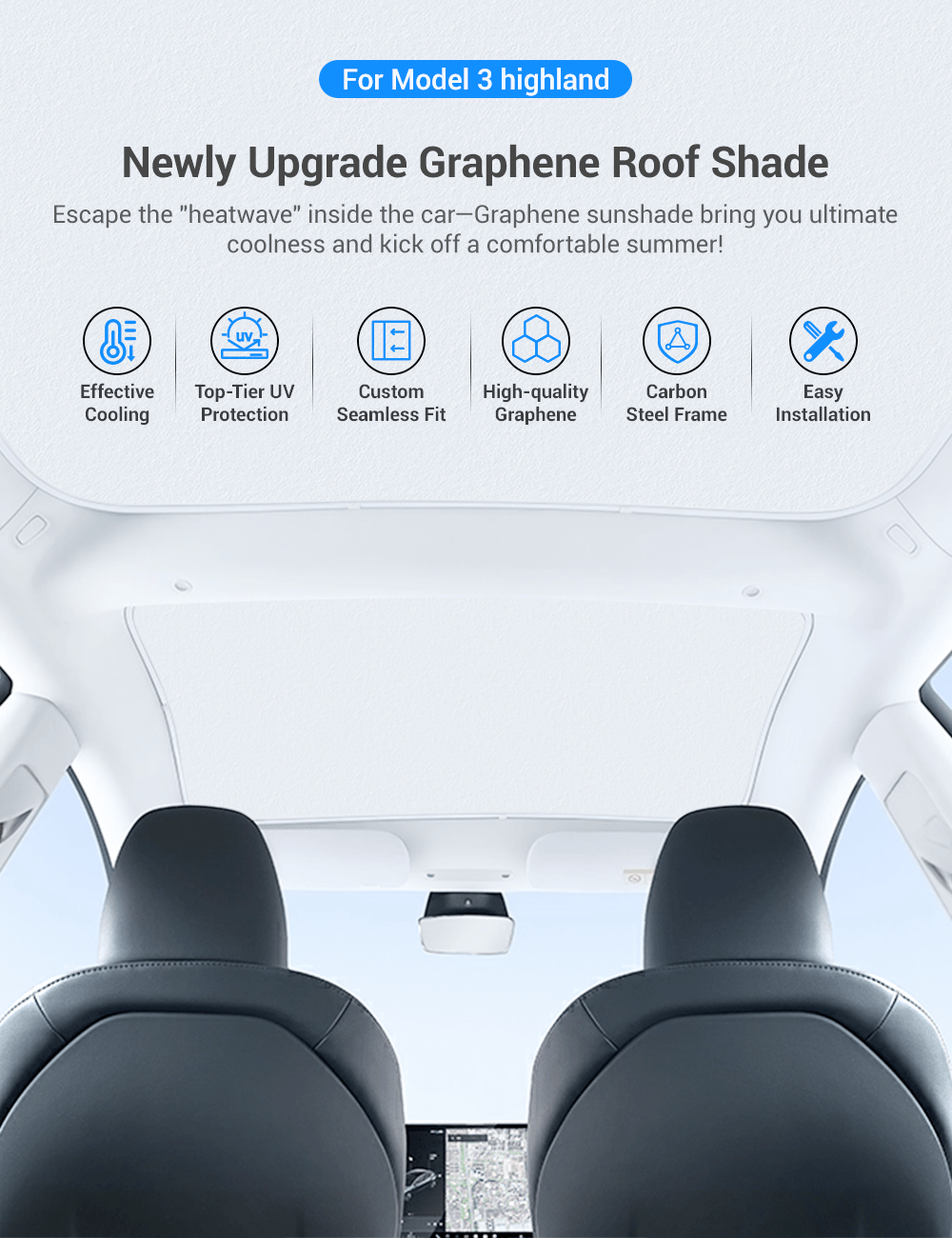 Glass Roof Sunshade for Tesla Model 3 | TESERY Tesery Official Store