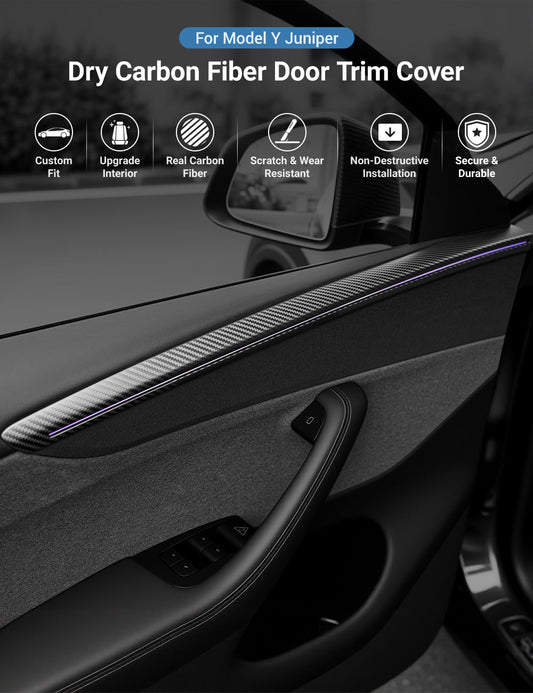 TESERY Dry Carbon Fiber Door Trim Cover for Tesla Model Y Juniper Tesery Official Store