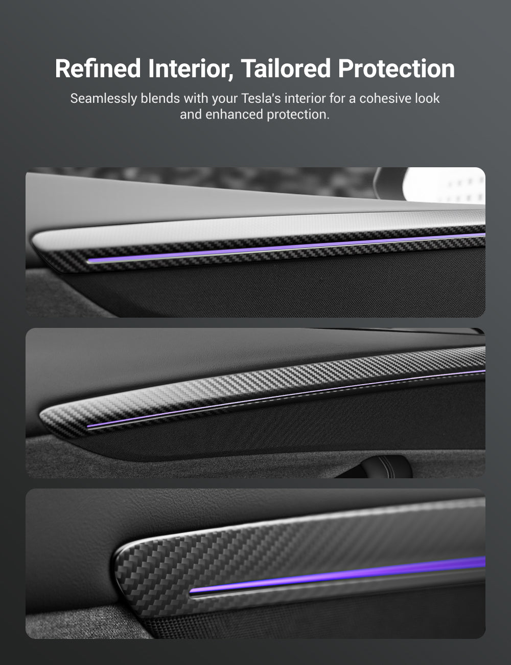 TESERY Dry Carbon Fiber Door Trim Cover for Tesla Model Y Juniper Tesery Official Store
