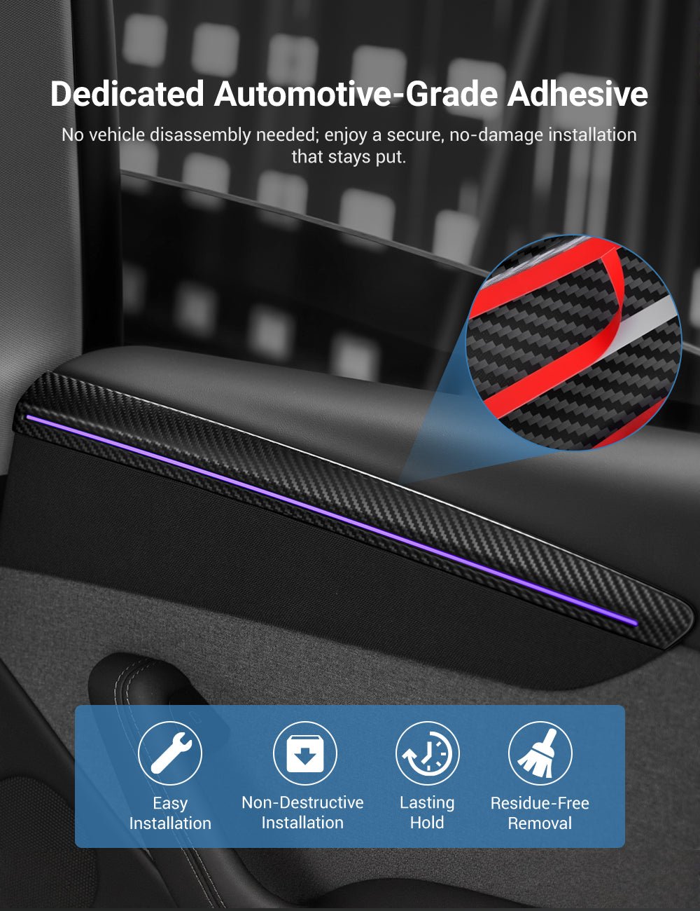 TESERY Dry Carbon Fiber Door Trim Cover for Tesla Model Y Juniper Tesery Official Store