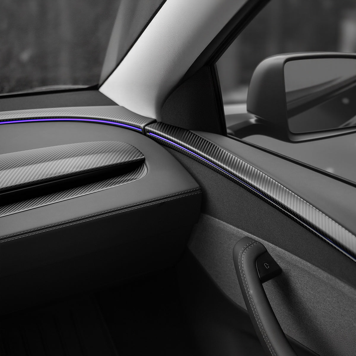 TESERY Dry Carbon Fiber Door Trim Cover for Tesla Model Y Juniper Tesery Official Store