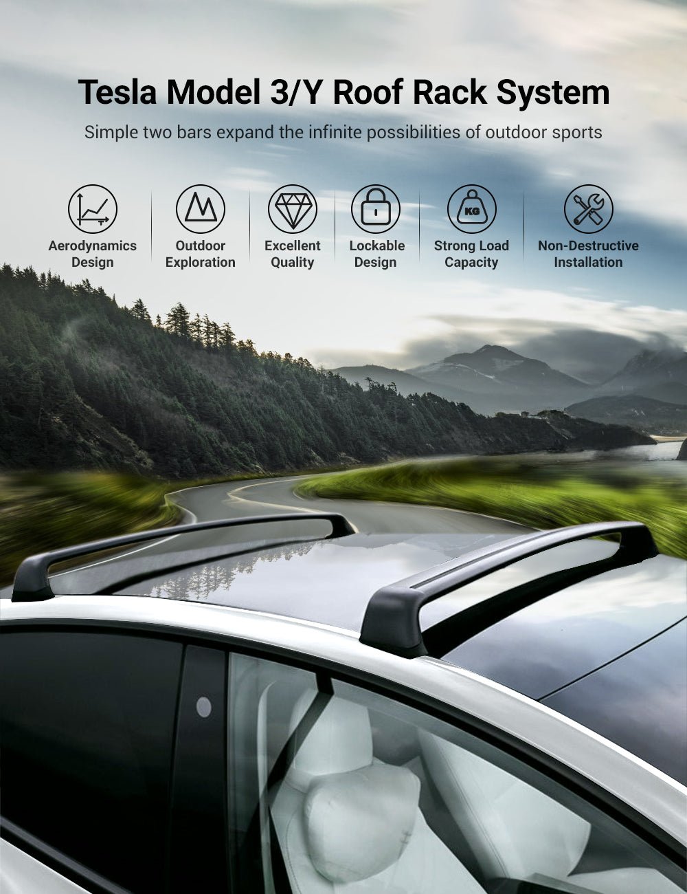 TESERY Roof Rack for Tesla Model 3 Highland / Model Y (Set of 2) Tesery Official Store
