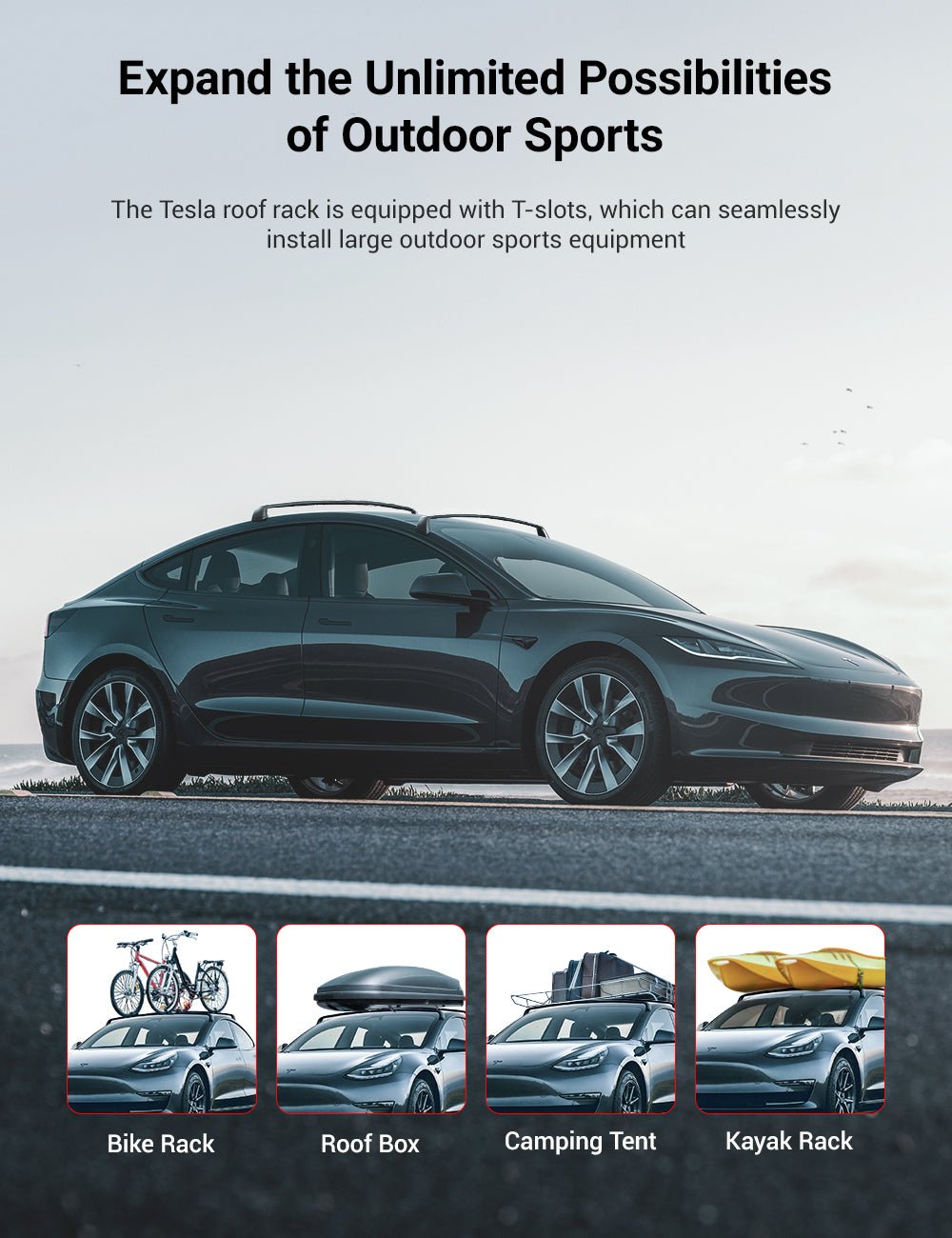 TESERY Roof Rack for Tesla Model 3 Highland / Model Y (Set of 2) Tesery Official Store