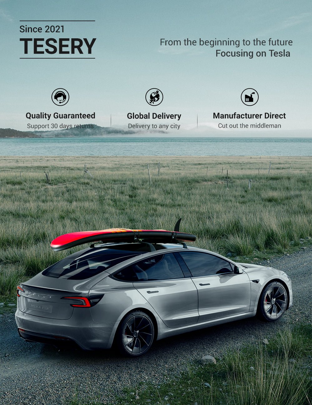 TESERY Roof Rack for Tesla Model 3 Highland / Model Y (Set of 2) Tesery Official Store