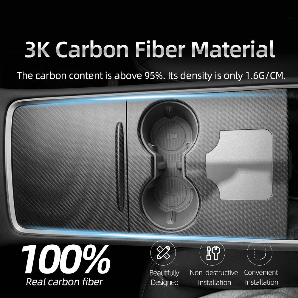 Carbon Fiber Center Console Wrap Cover for Model 3 / Y Tesery Official Store