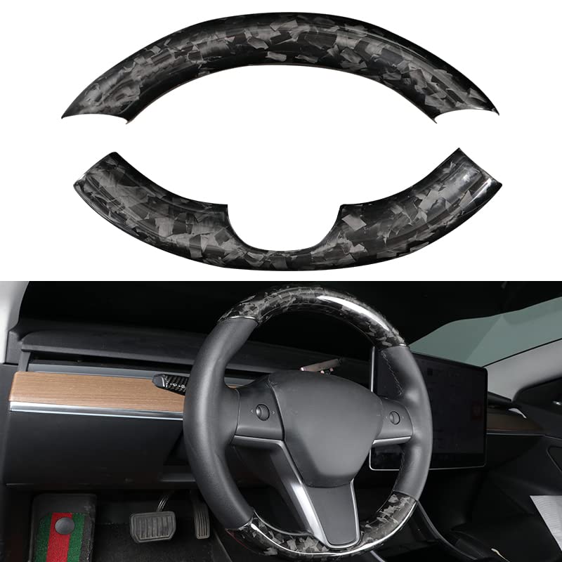 Upper / Lower Cover Steering Wheel Accessories for Tesla Model 3 / Y  -  Carbon Fiber Interior Mods Tesery Official Store