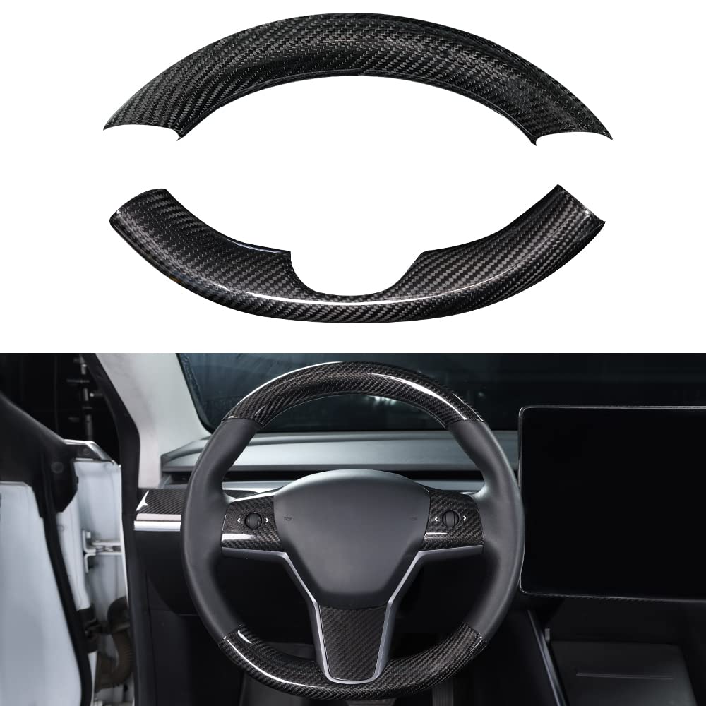 Upper / Lower Cover Steering Wheel Accessories for Tesla Model 3 / Y  -  Carbon Fiber Interior Mods Tesery Official Store