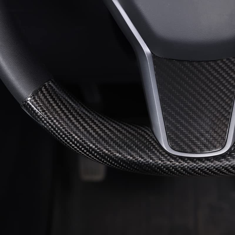 Upper / Lower Cover Steering Wheel Accessories for Tesla Model 3 / Y  -  Carbon Fiber Interior Mods Tesery Official Store