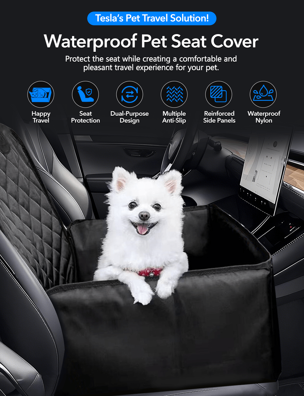 Waterproof Car Dog Seat Cover for Tesla Model Y/3/S/X/Cybertruck Tesery Official Store